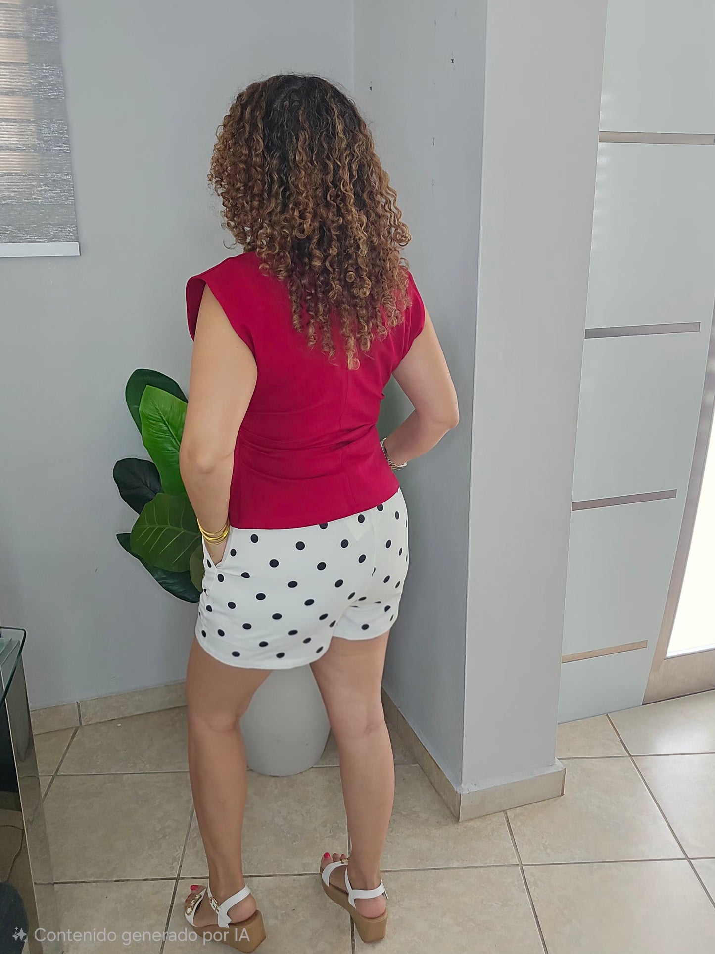 Ivory Dot Belted Short
