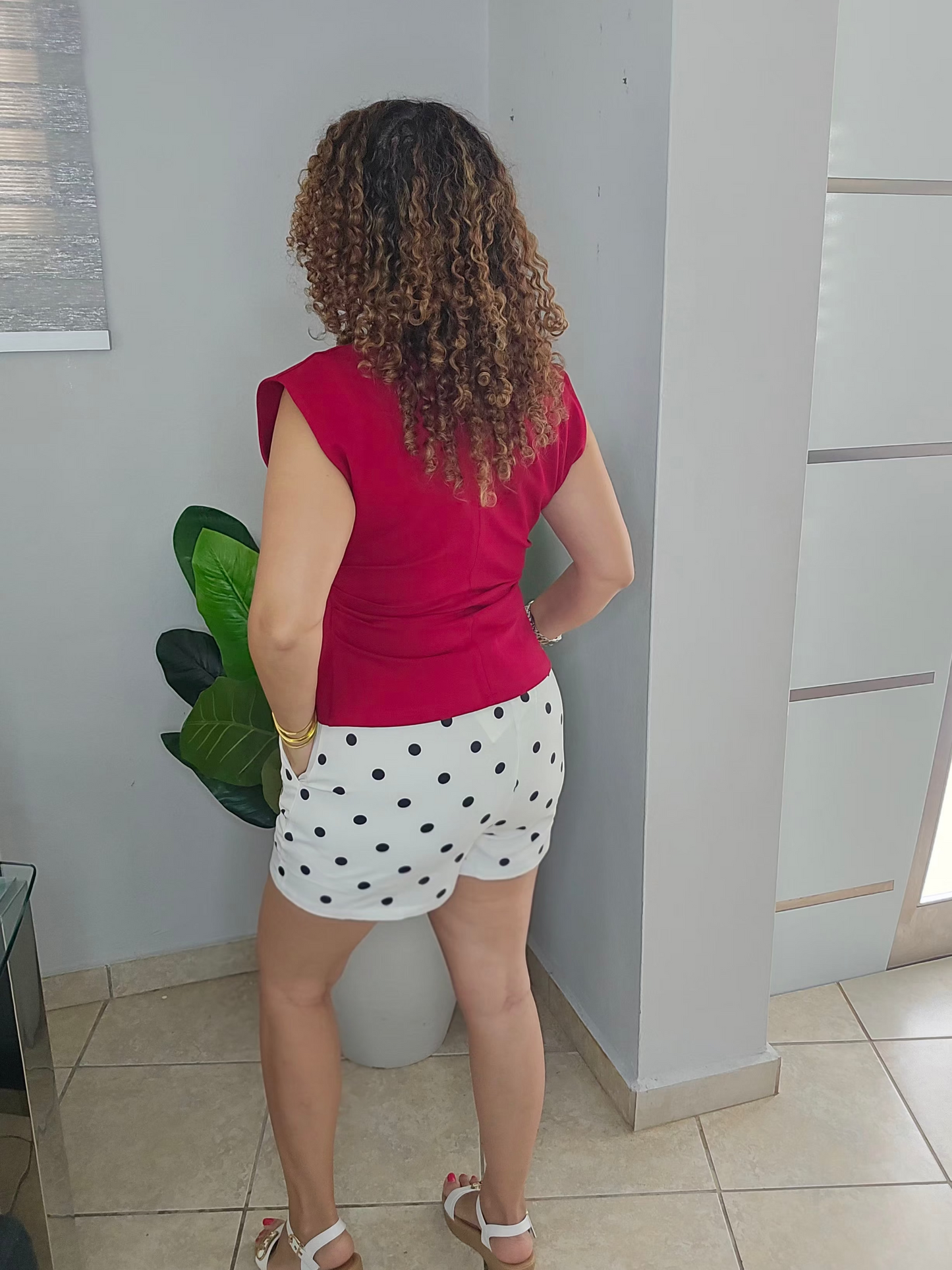 Ivory Dot Belted Short