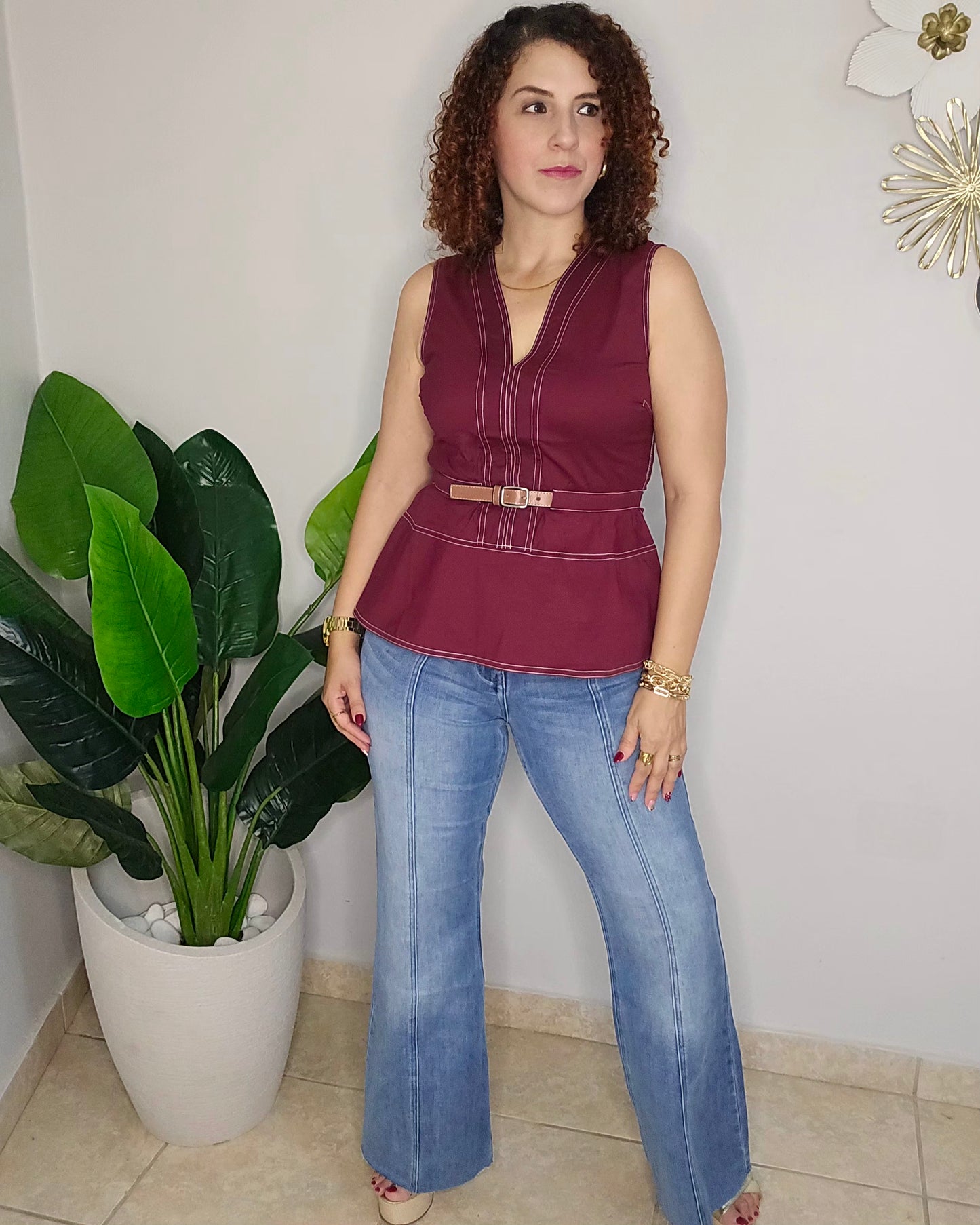 Fringed leg denim pant