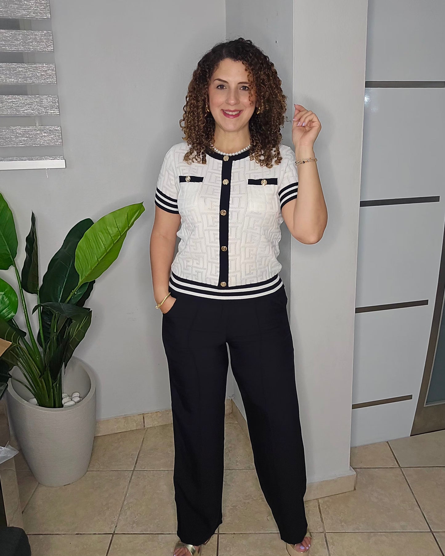 Black belted pant