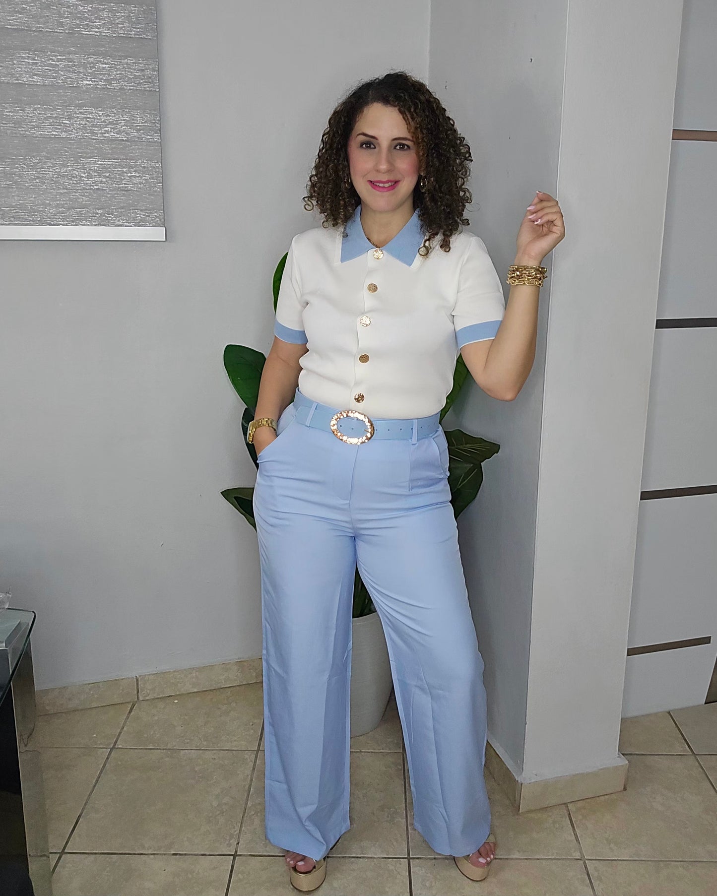 Blue Belle Belted Pants