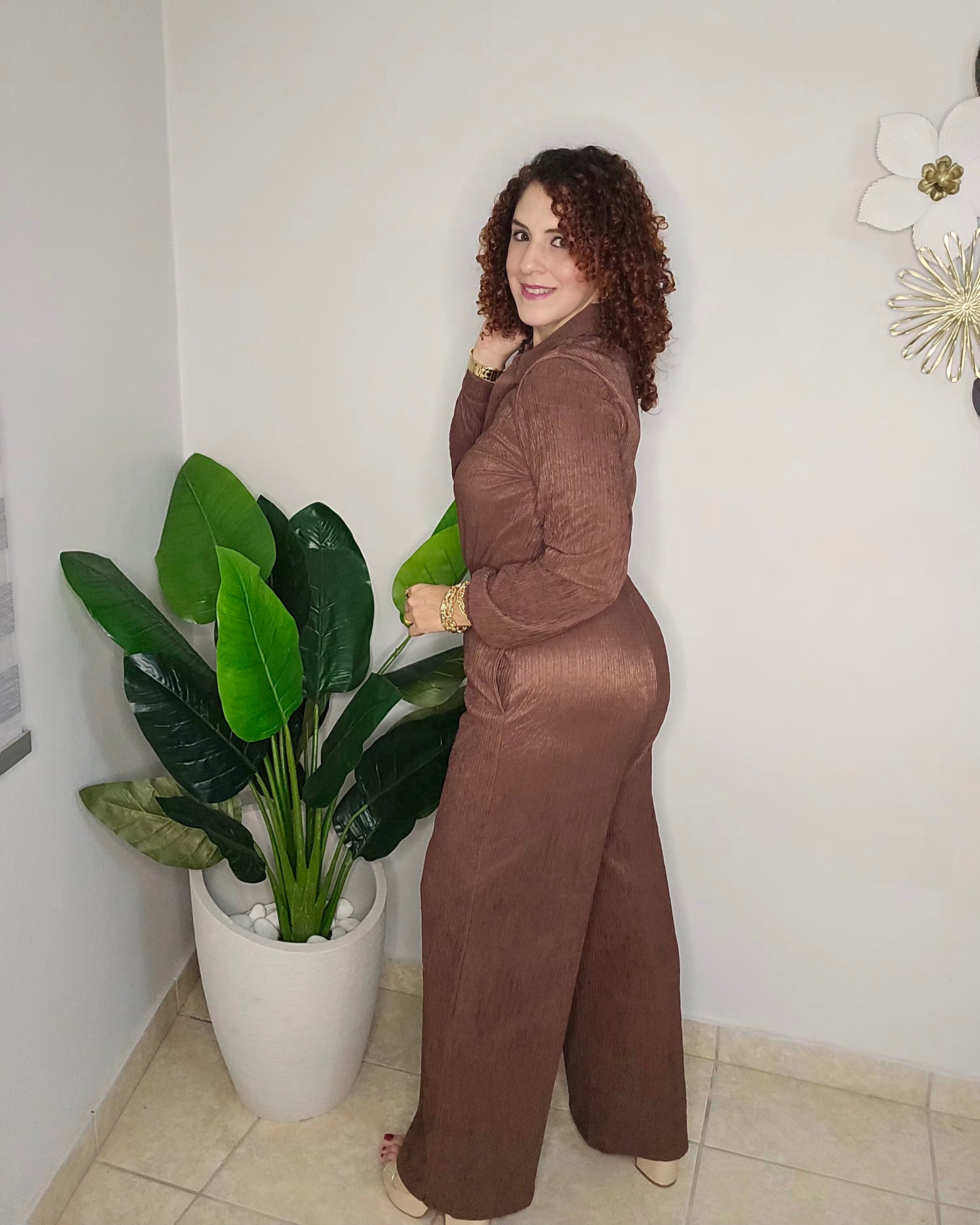 Chestnut brown jumpsuit