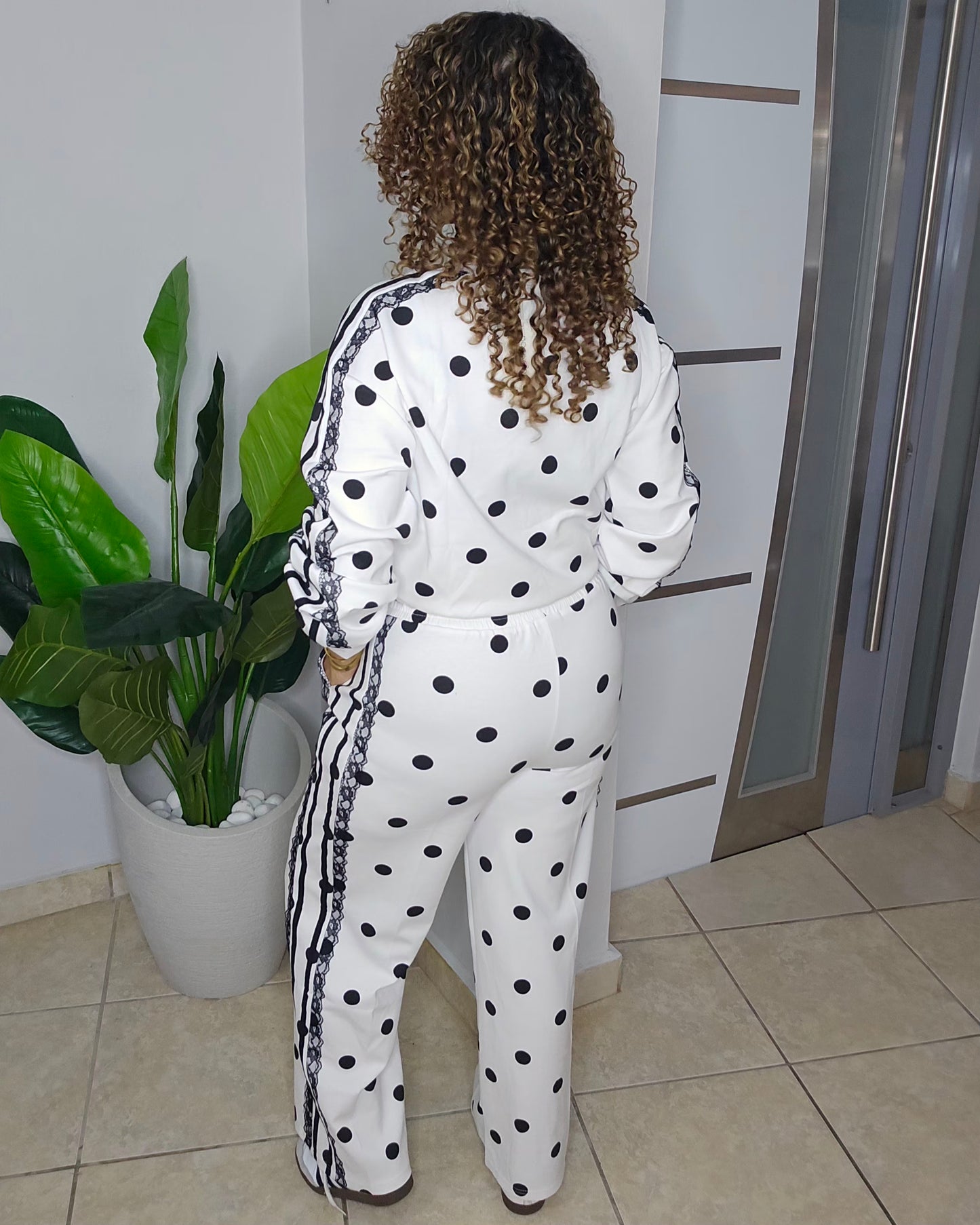 Polka Lace Set in White
