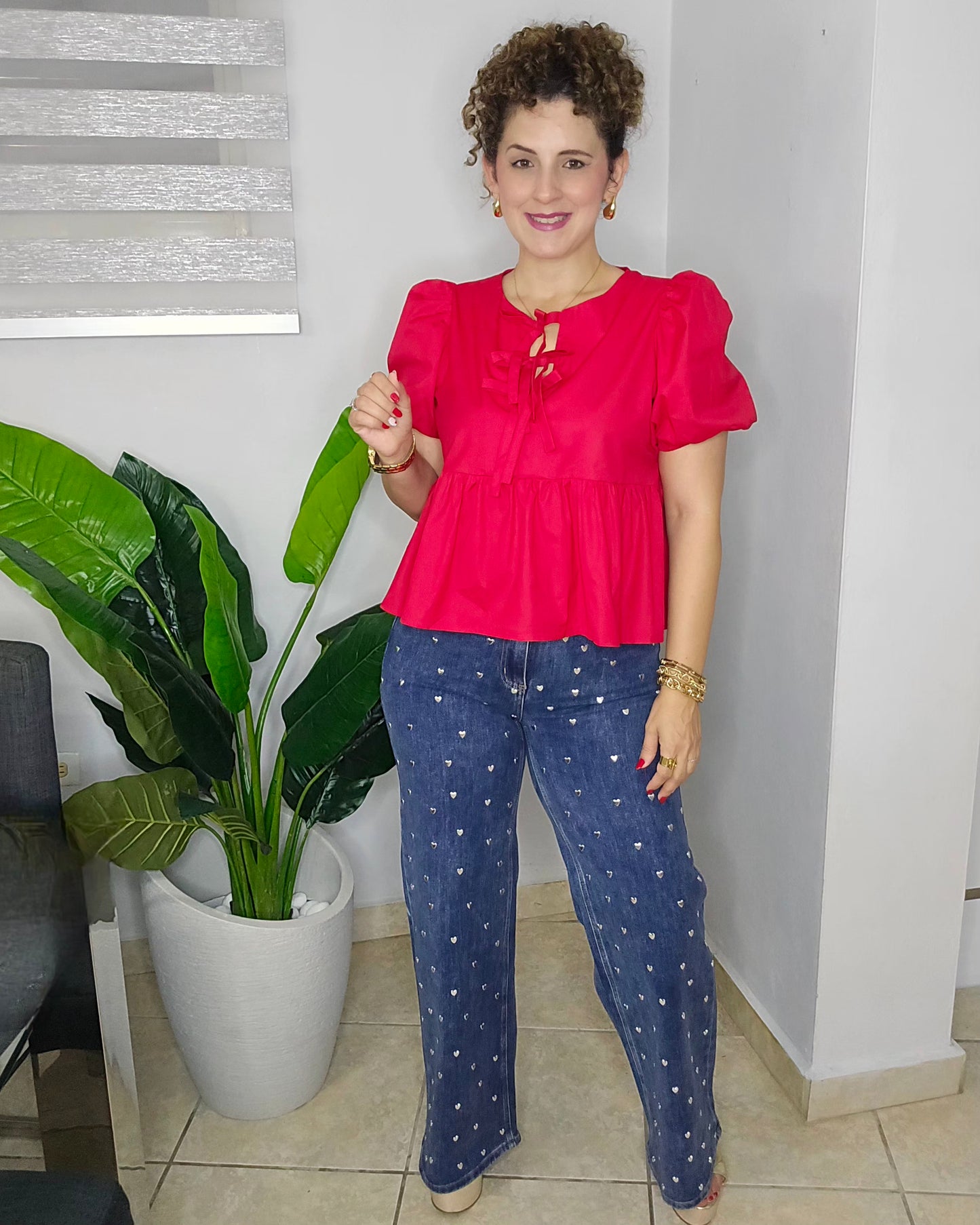 Sweet bow ruby blouse