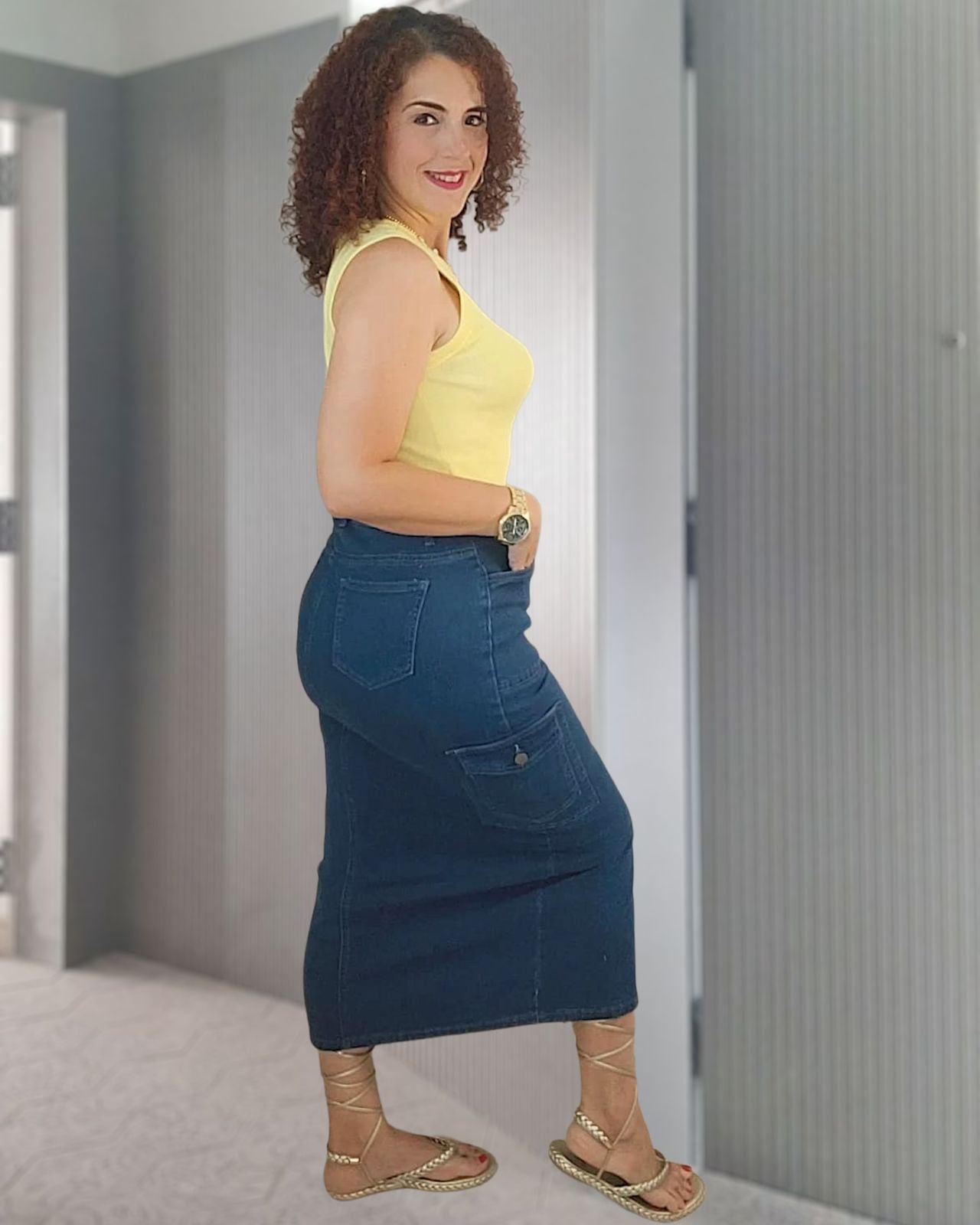 Cargo denim skirt