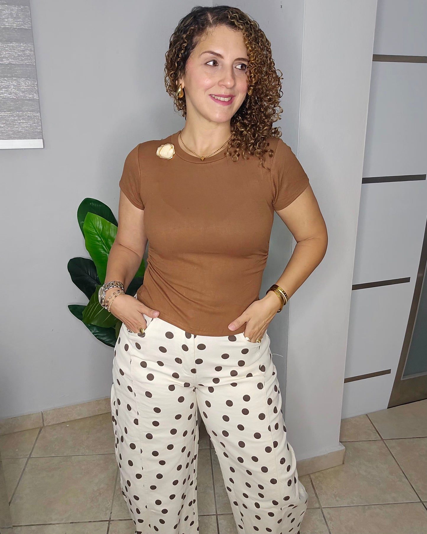 Golden Charm Tee – Brown