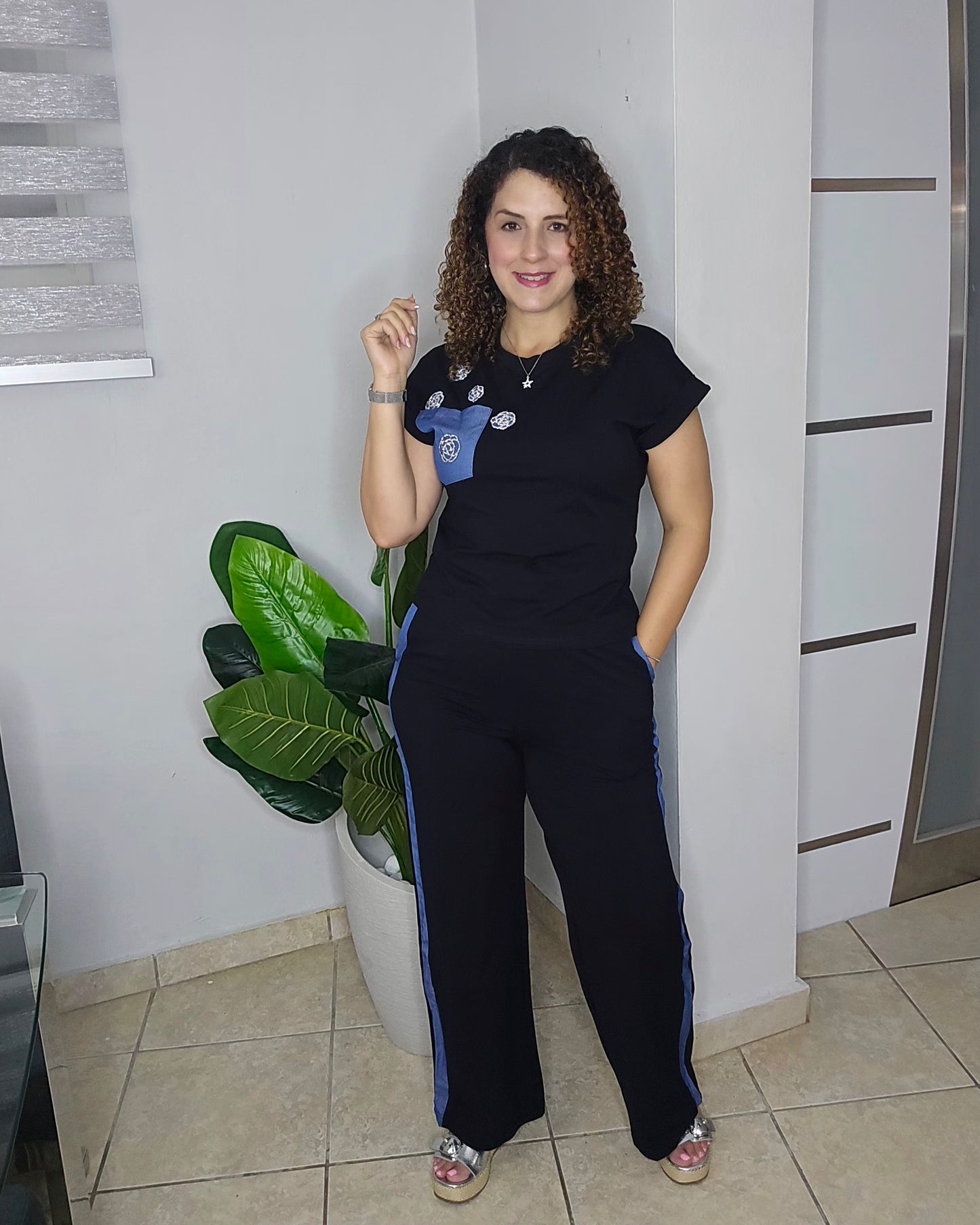 Denim Accent Lounge Set