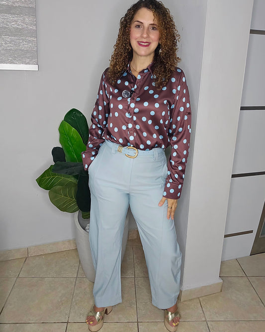 Blue Pearl Belted Barrel Pants