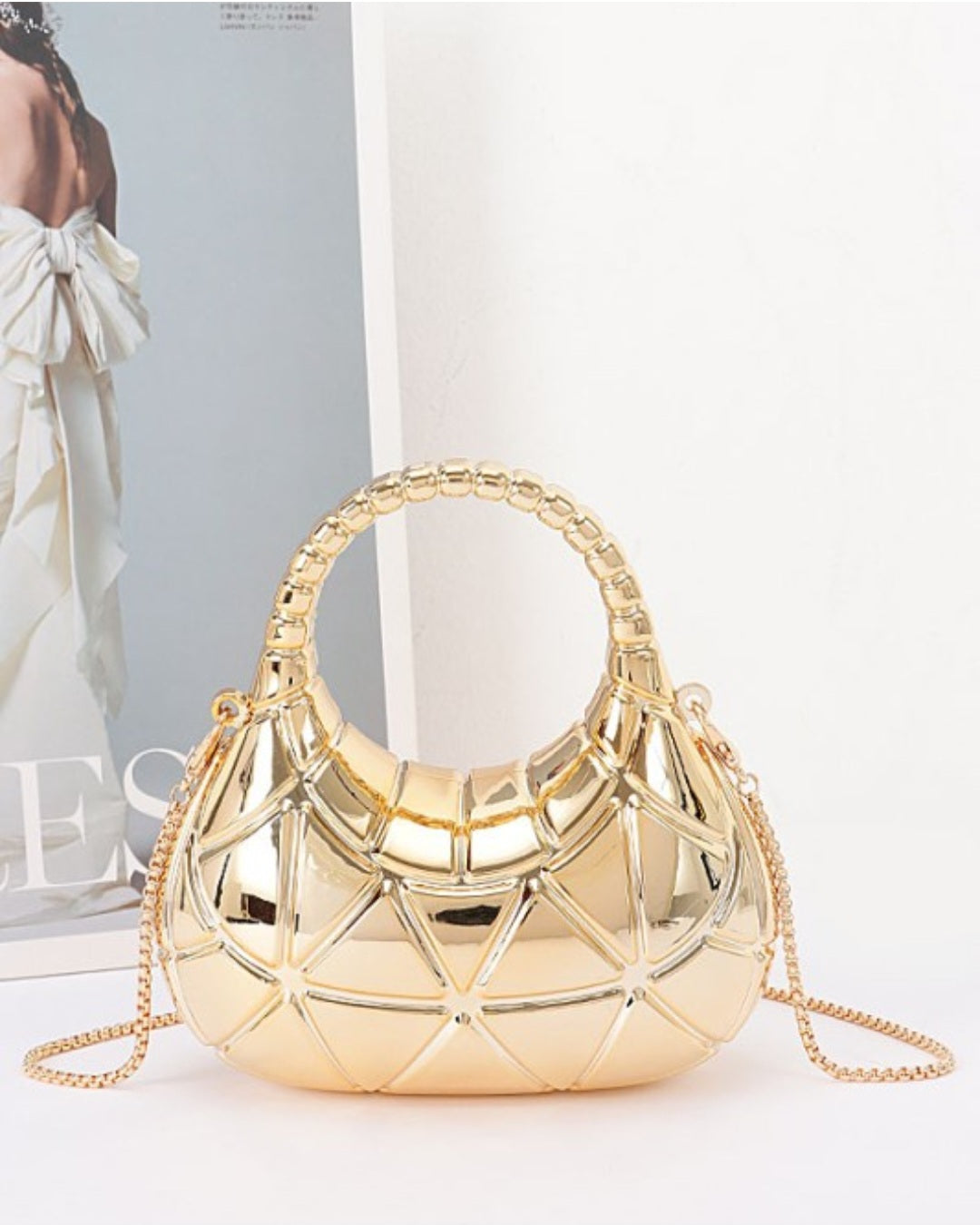 Acrylic Mini Clutch in gold