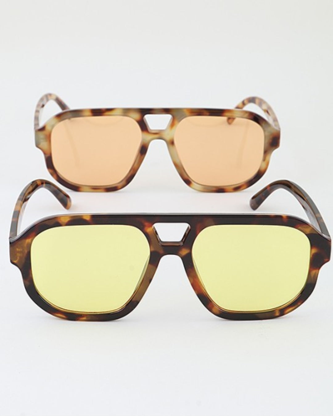 Minimal Straight Aviator Tinted Sunglasses