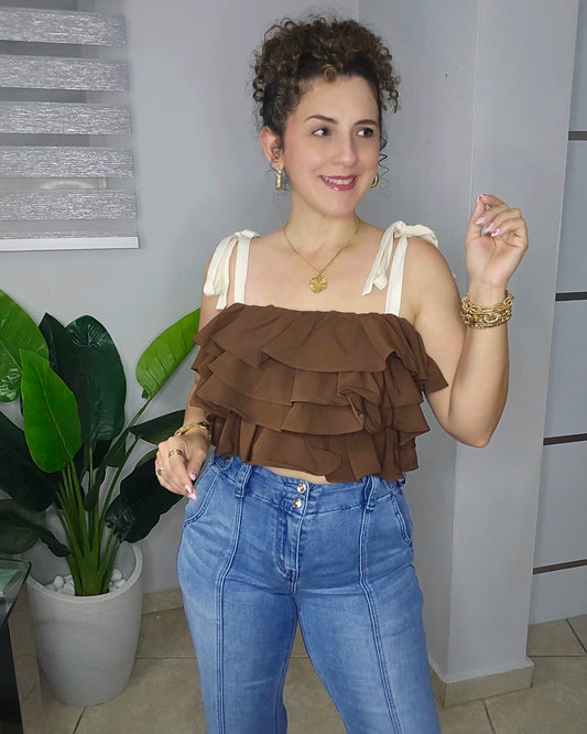 Chocolate ruffle top