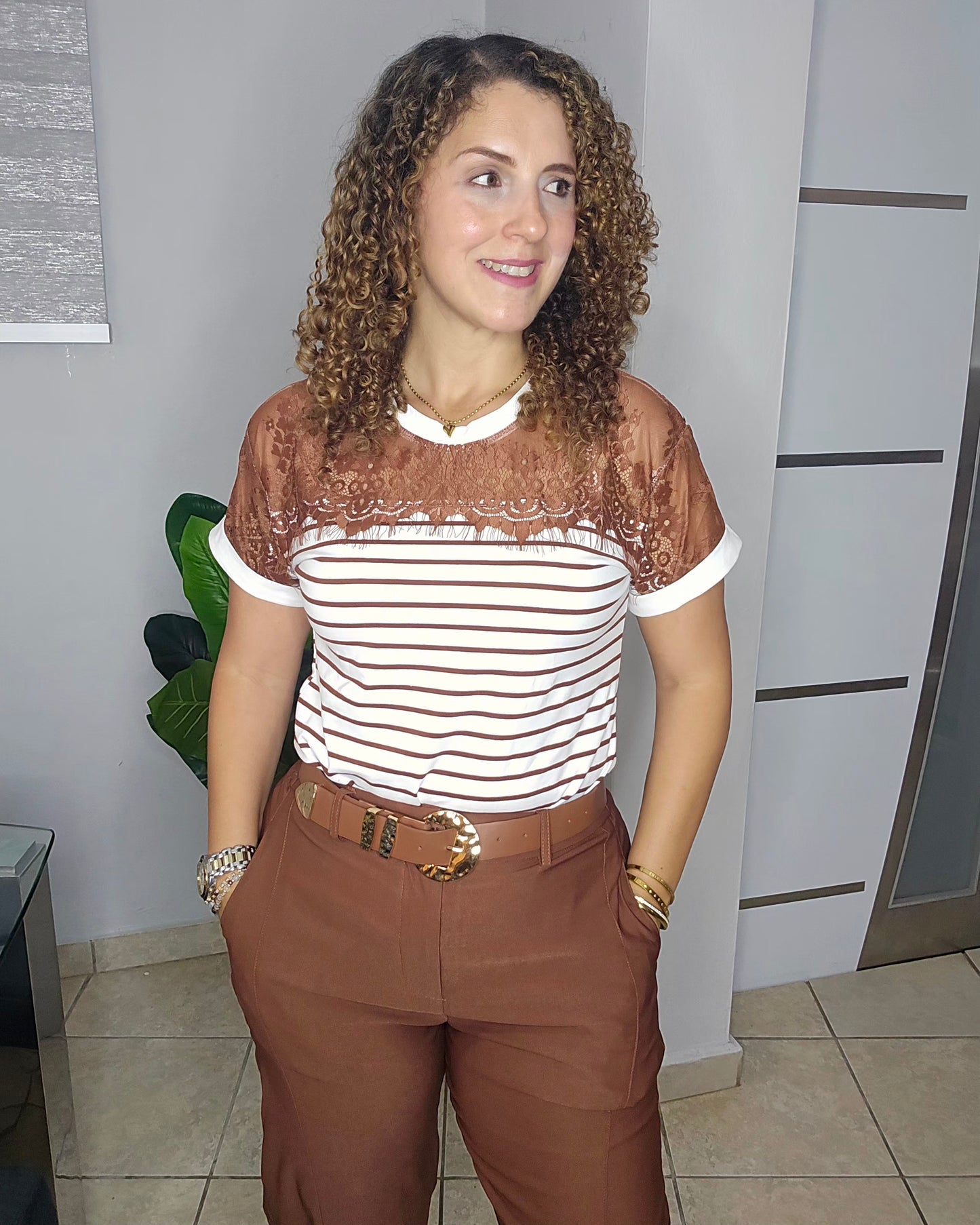 Vienna Lace Strip Top