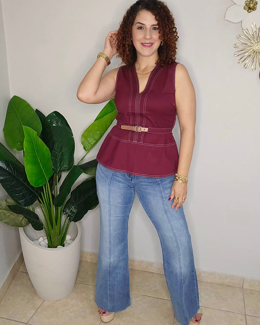 Fringed leg denim pant