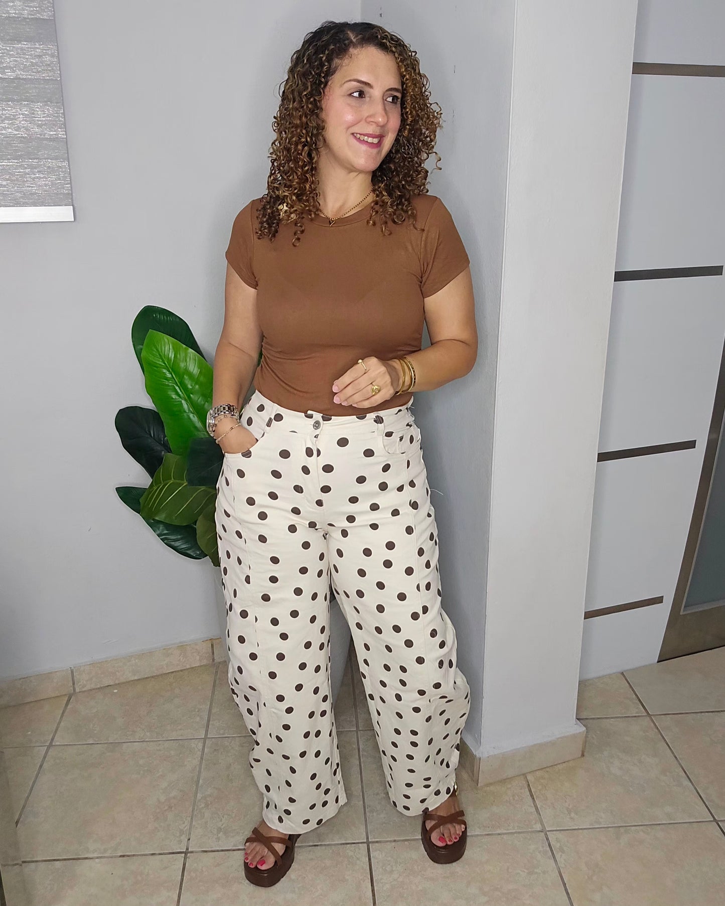 Polka Muse Barrel Jean – Cream