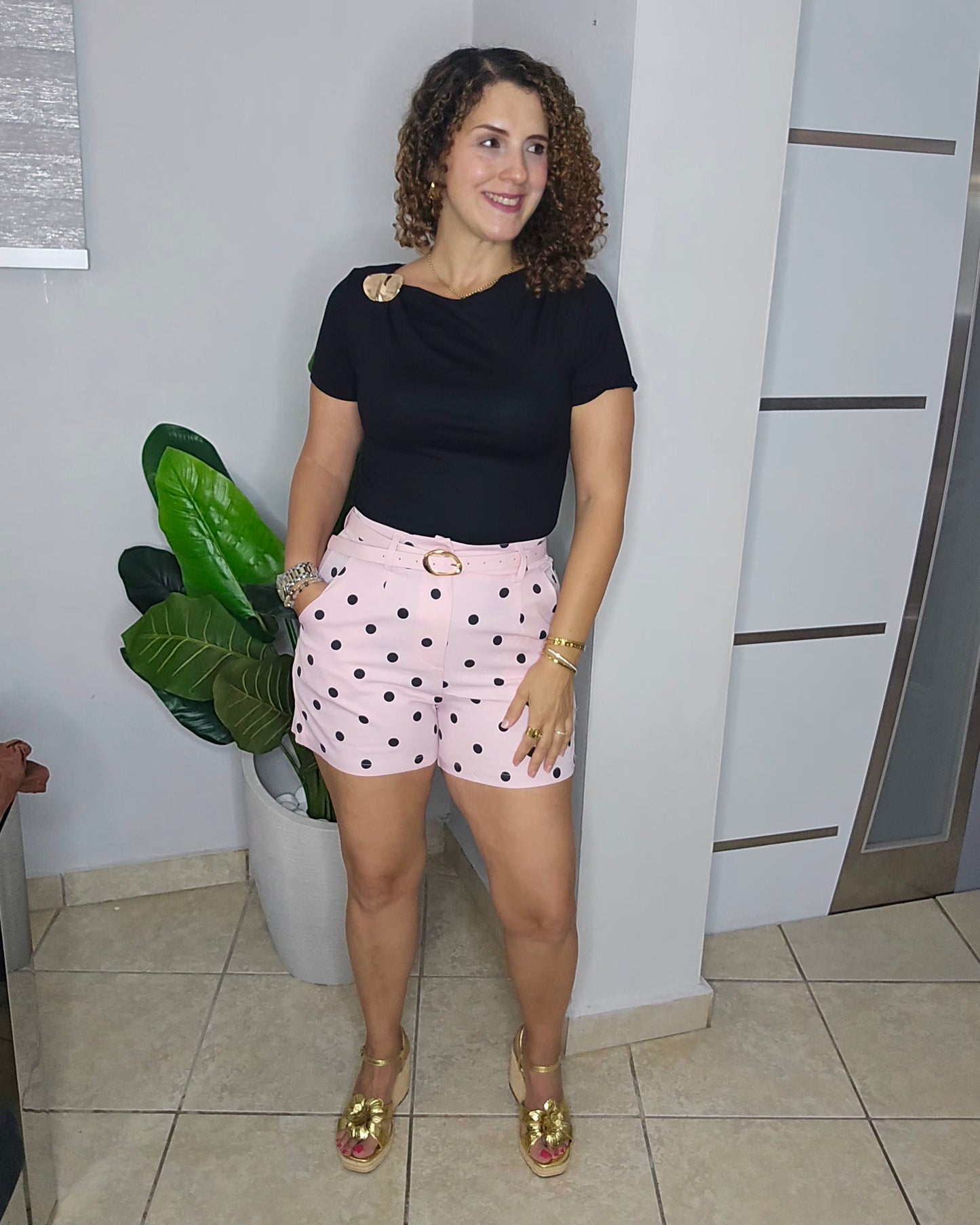 Sweet Dot Belted Shorts