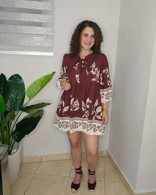 Chocolate boho mini dress