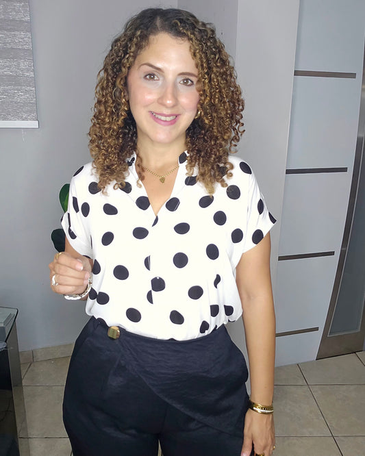 Chic Dot Blouse-Ivory