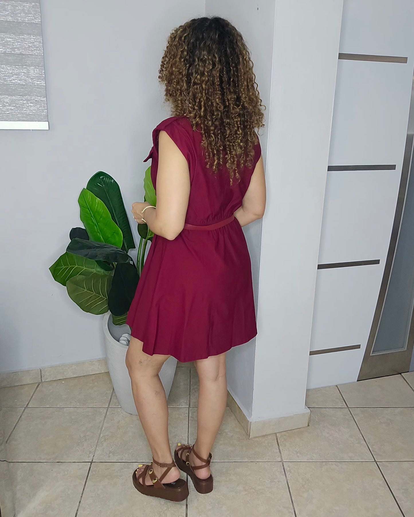 Camelias Belted Mini Dress