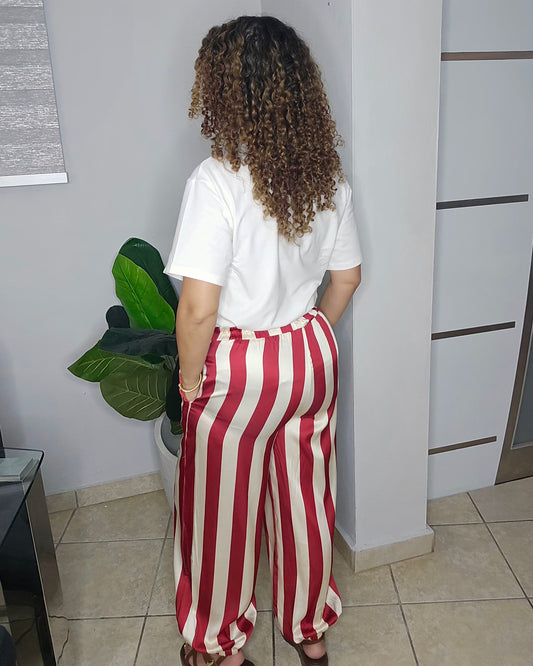 Vertical Stripe Jogger Pant in Red