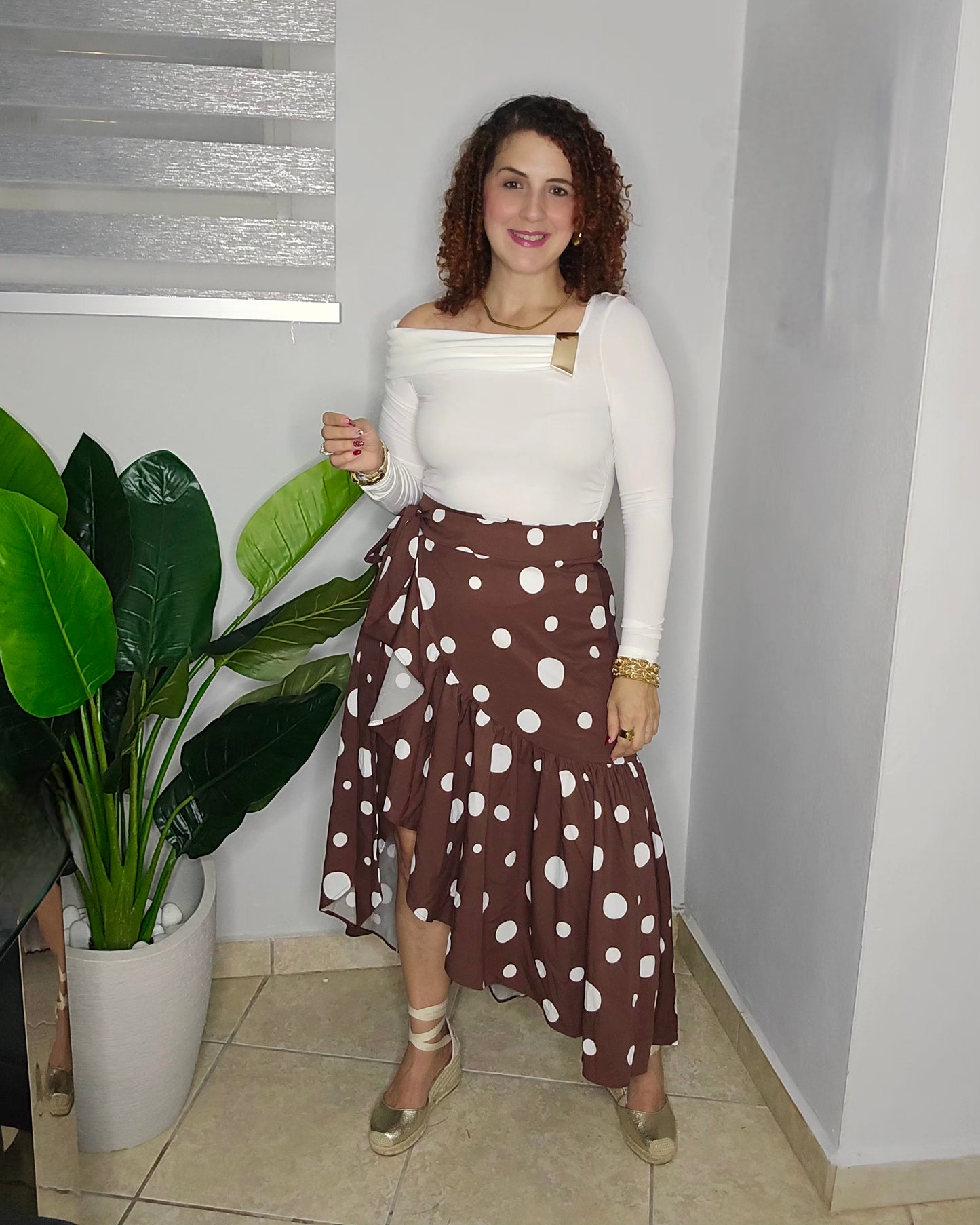 Chocolate polka dots multi use wrap skirt