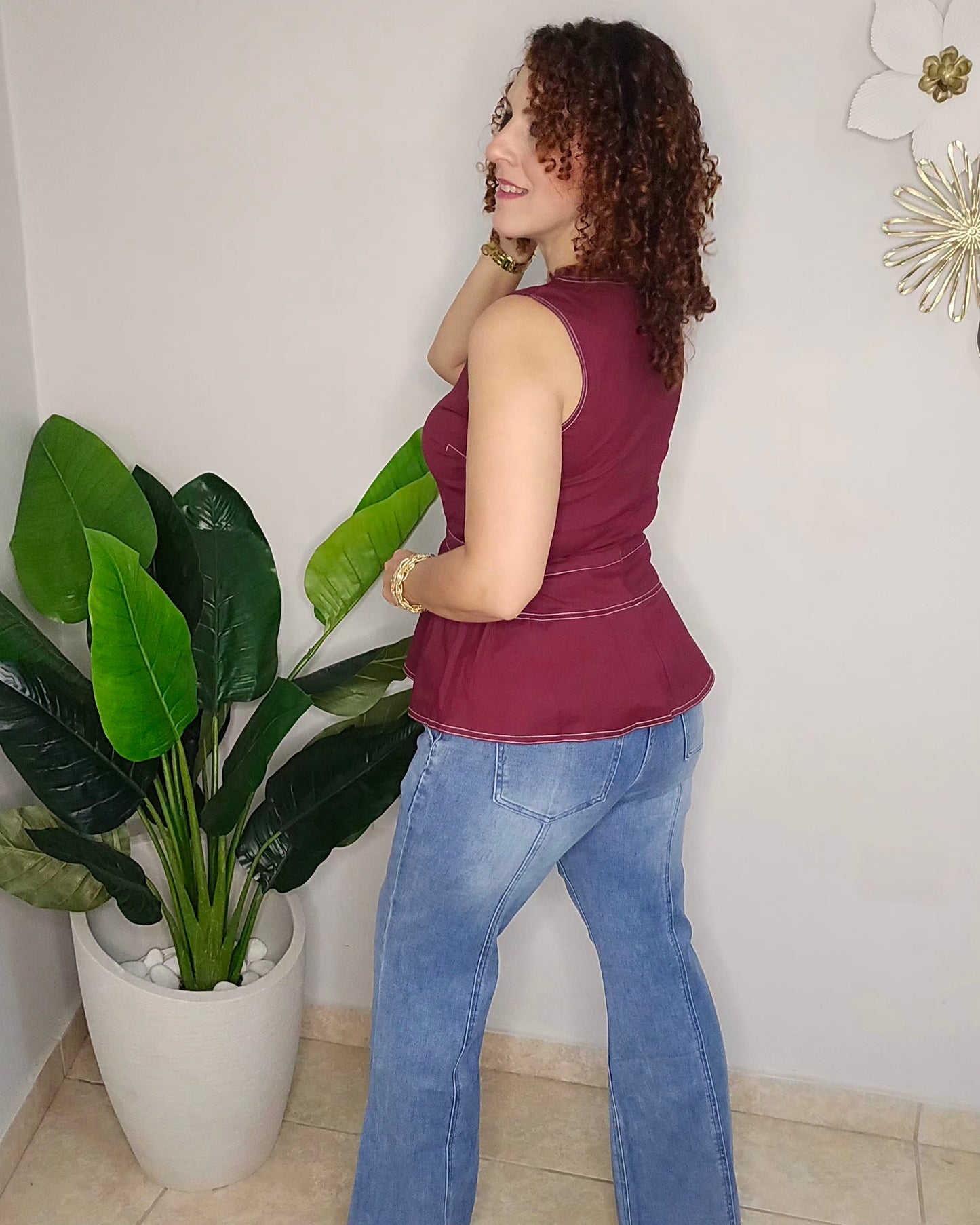 Fringed leg denim pant