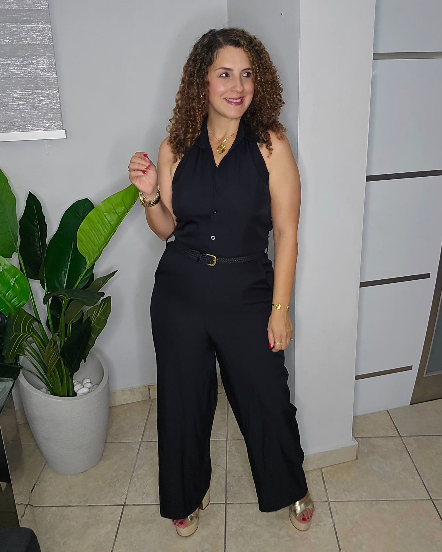 Monaco Black Belted Jumpsuit