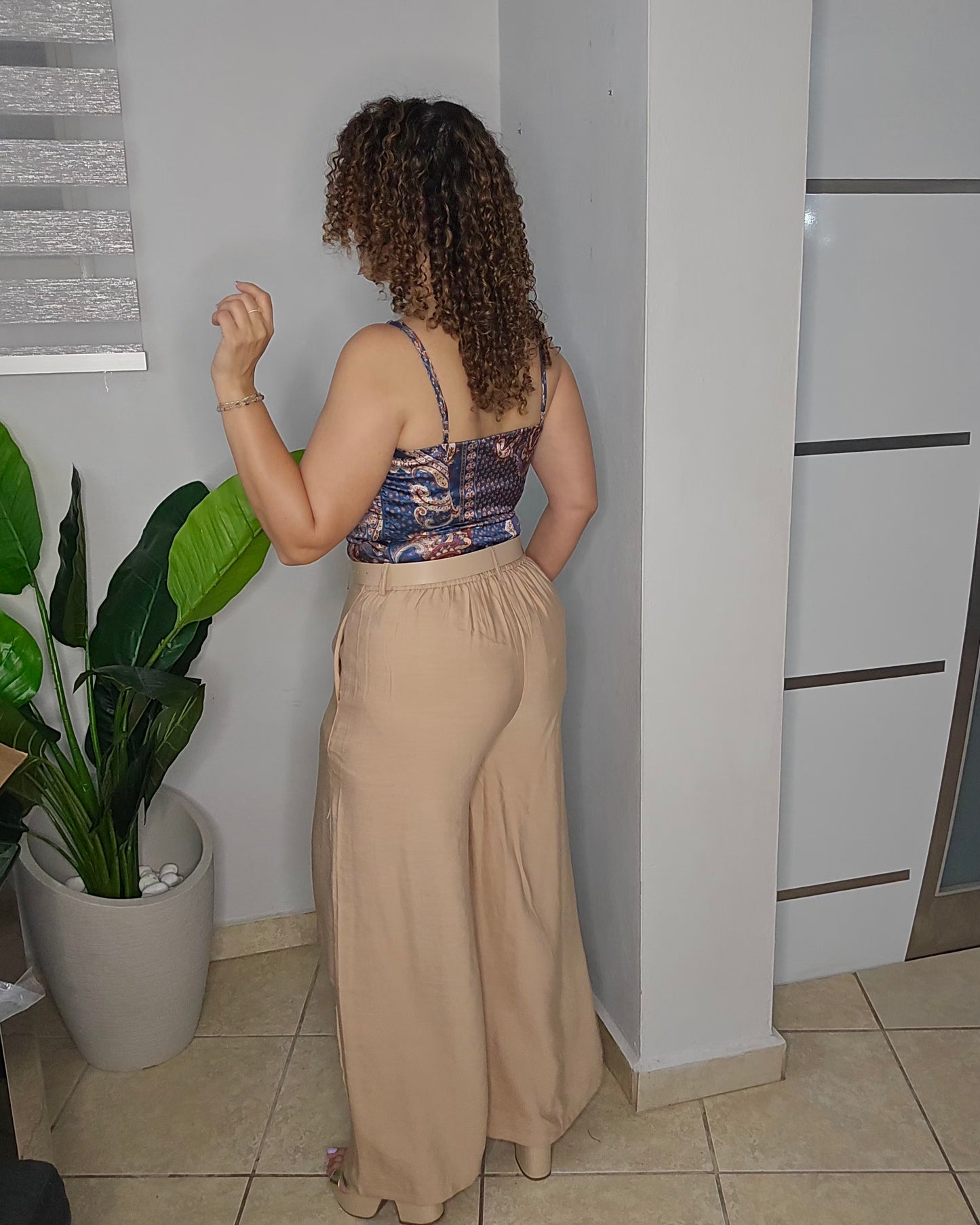 Sand belted pant