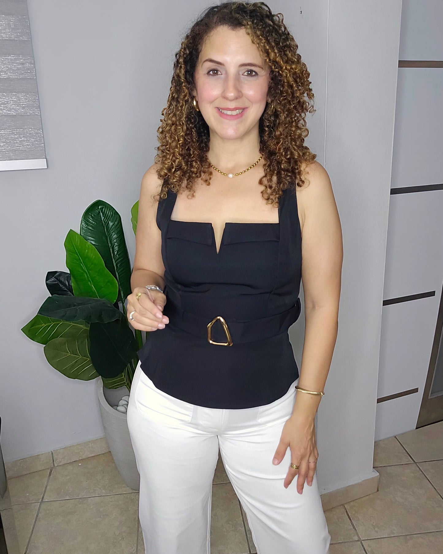 Brielle Gold Accent Top