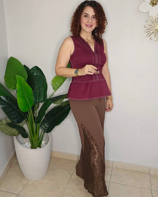 Chic lace hem pants