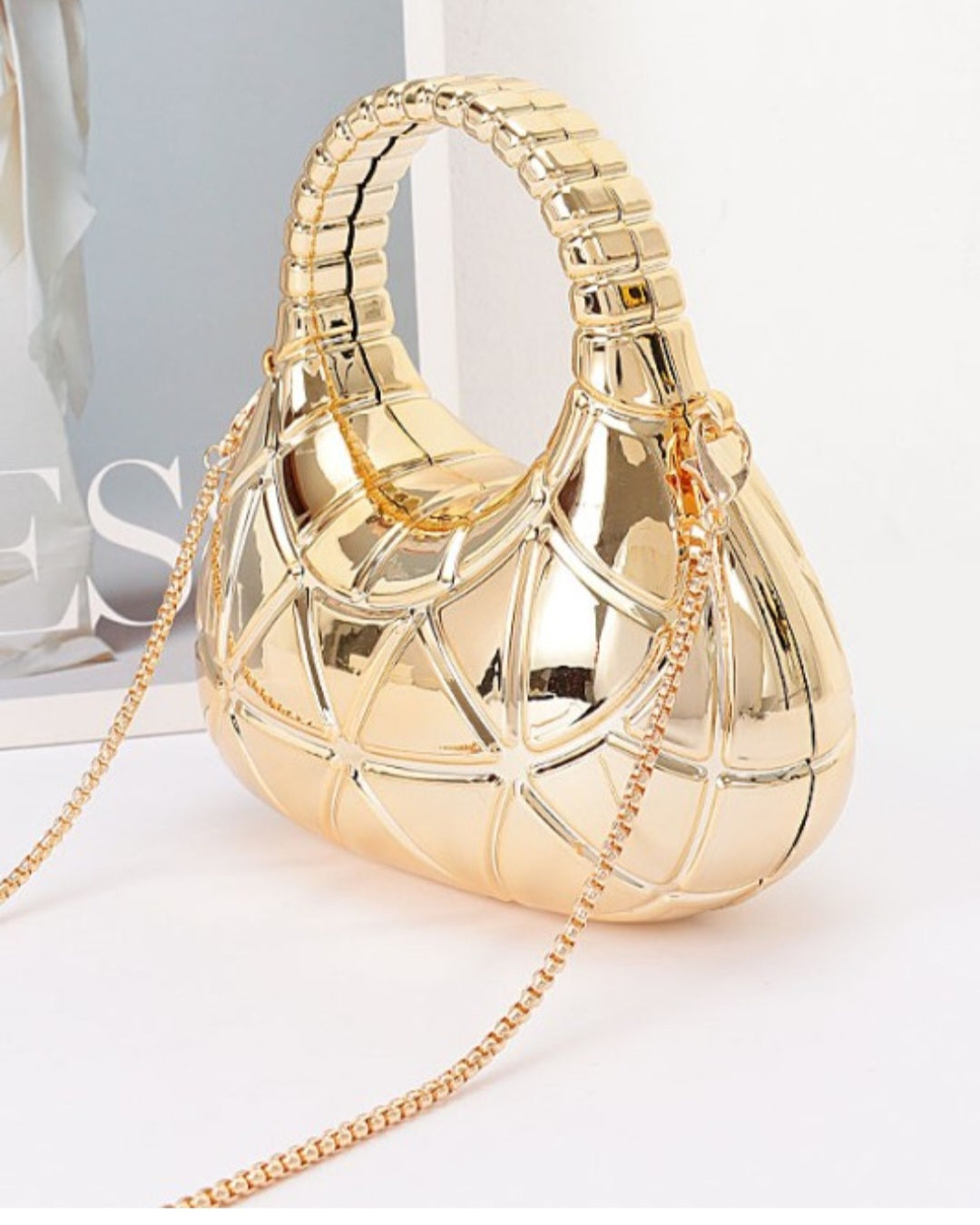 Acrylic Mini Clutch in gold