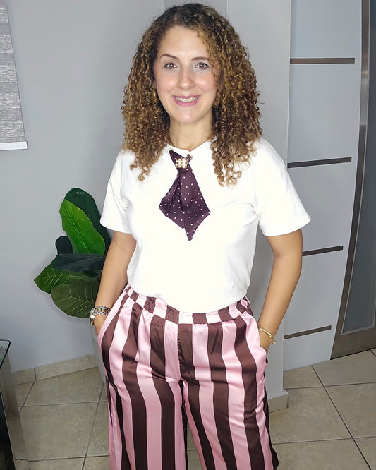 Polka Bow Top in White