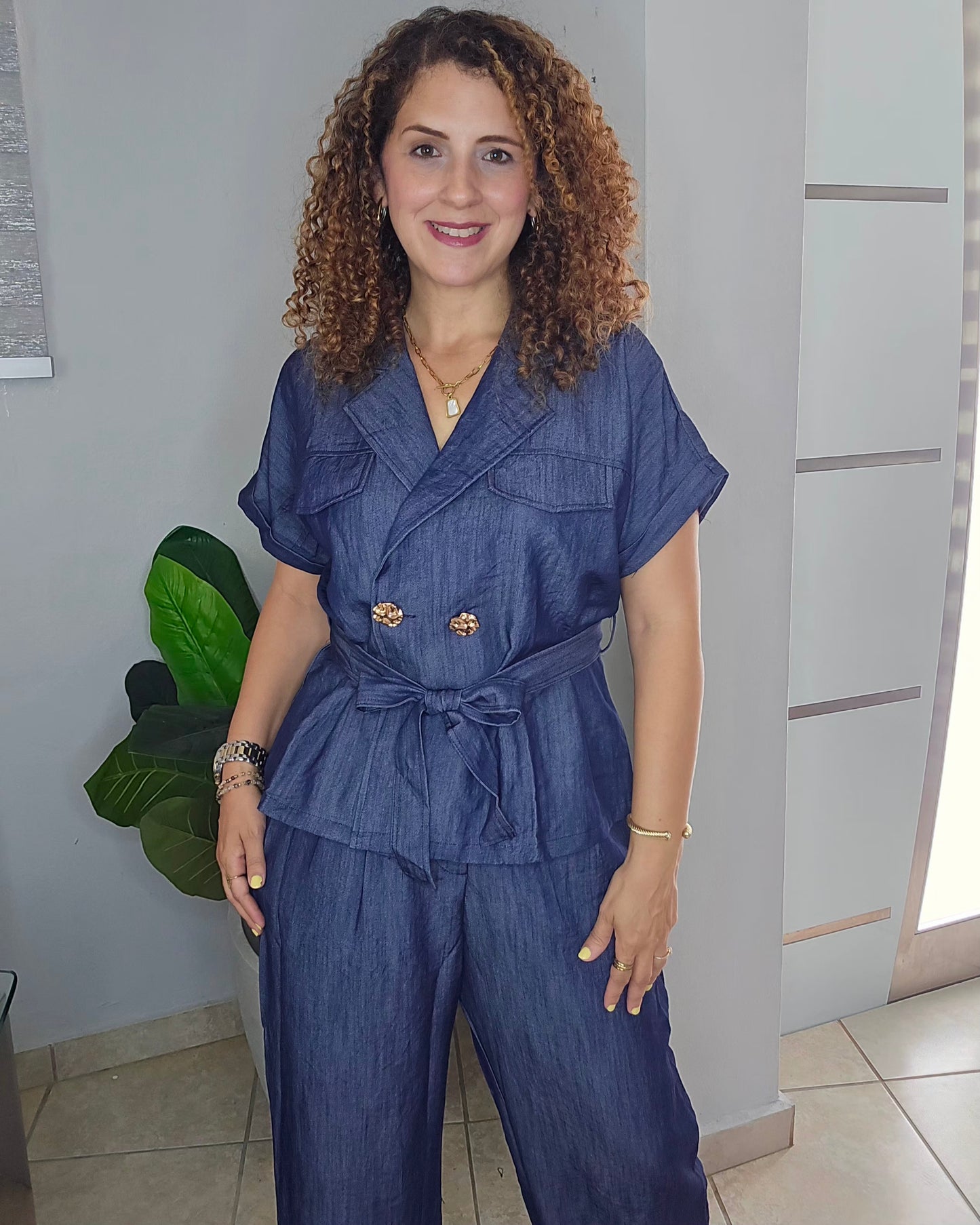 Chelsea Belted Denim Set/Dark Denim