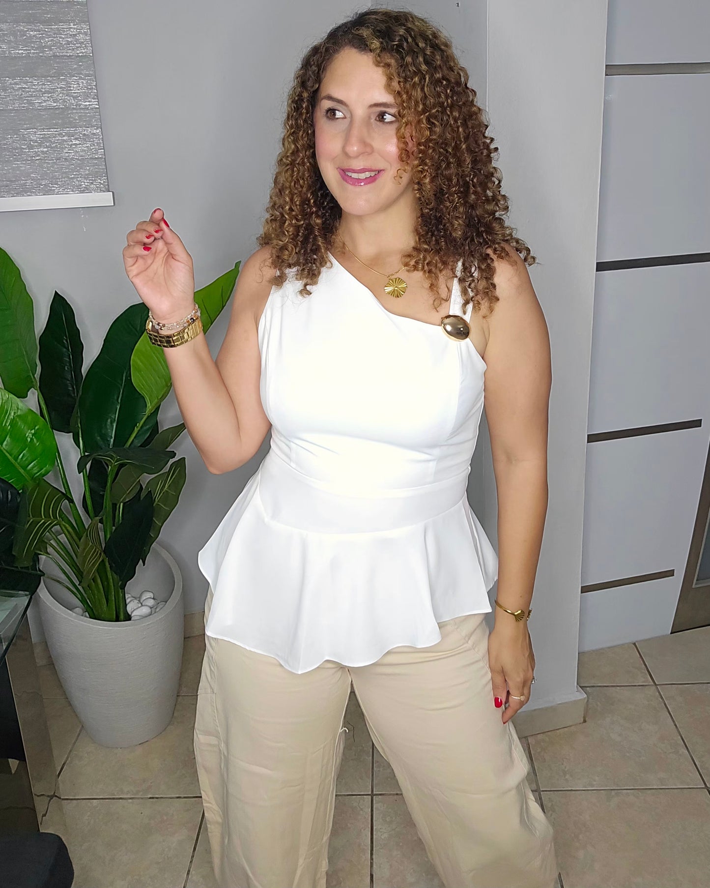 Golden grace peplum top