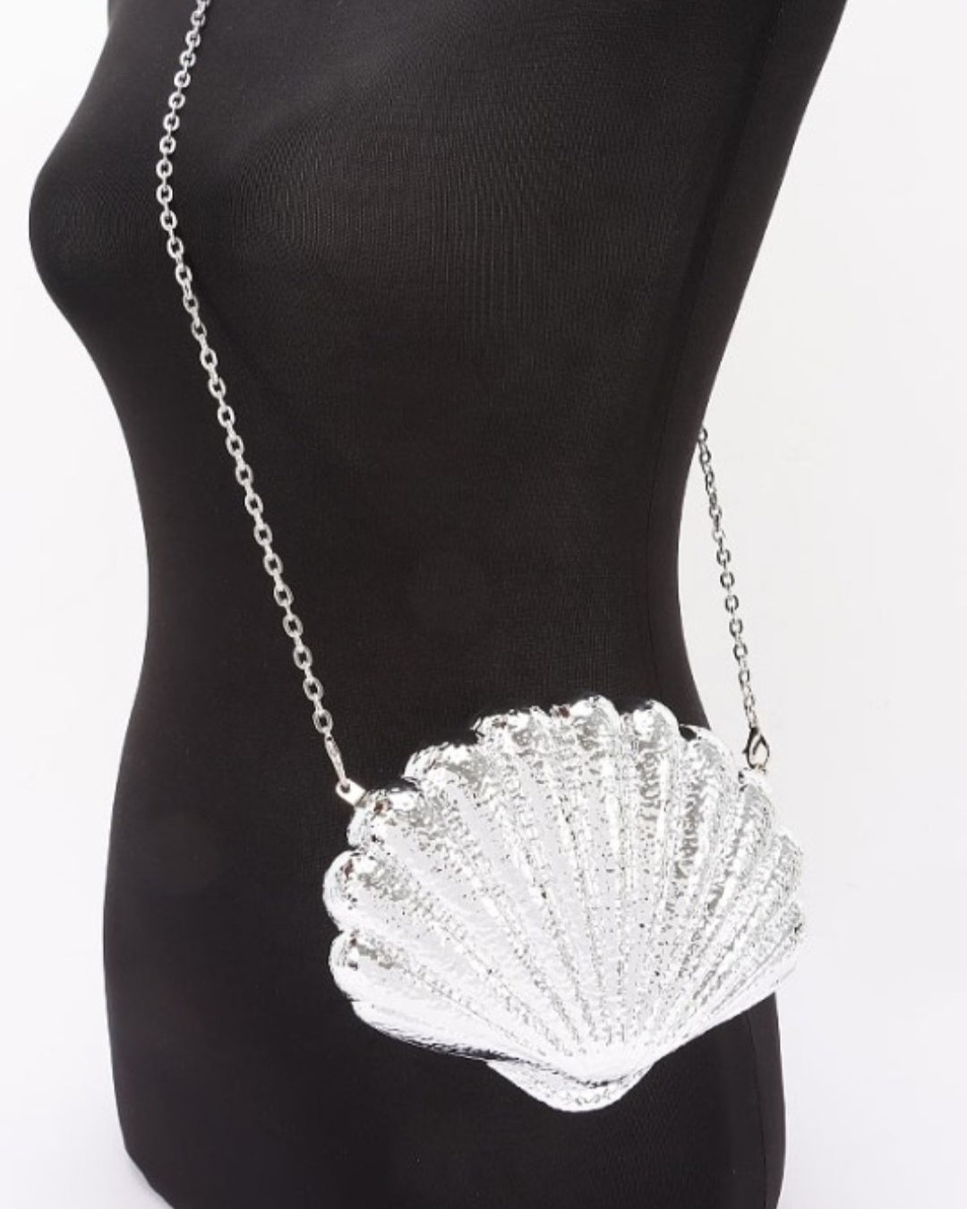 Seashell acrylic clutch in silver