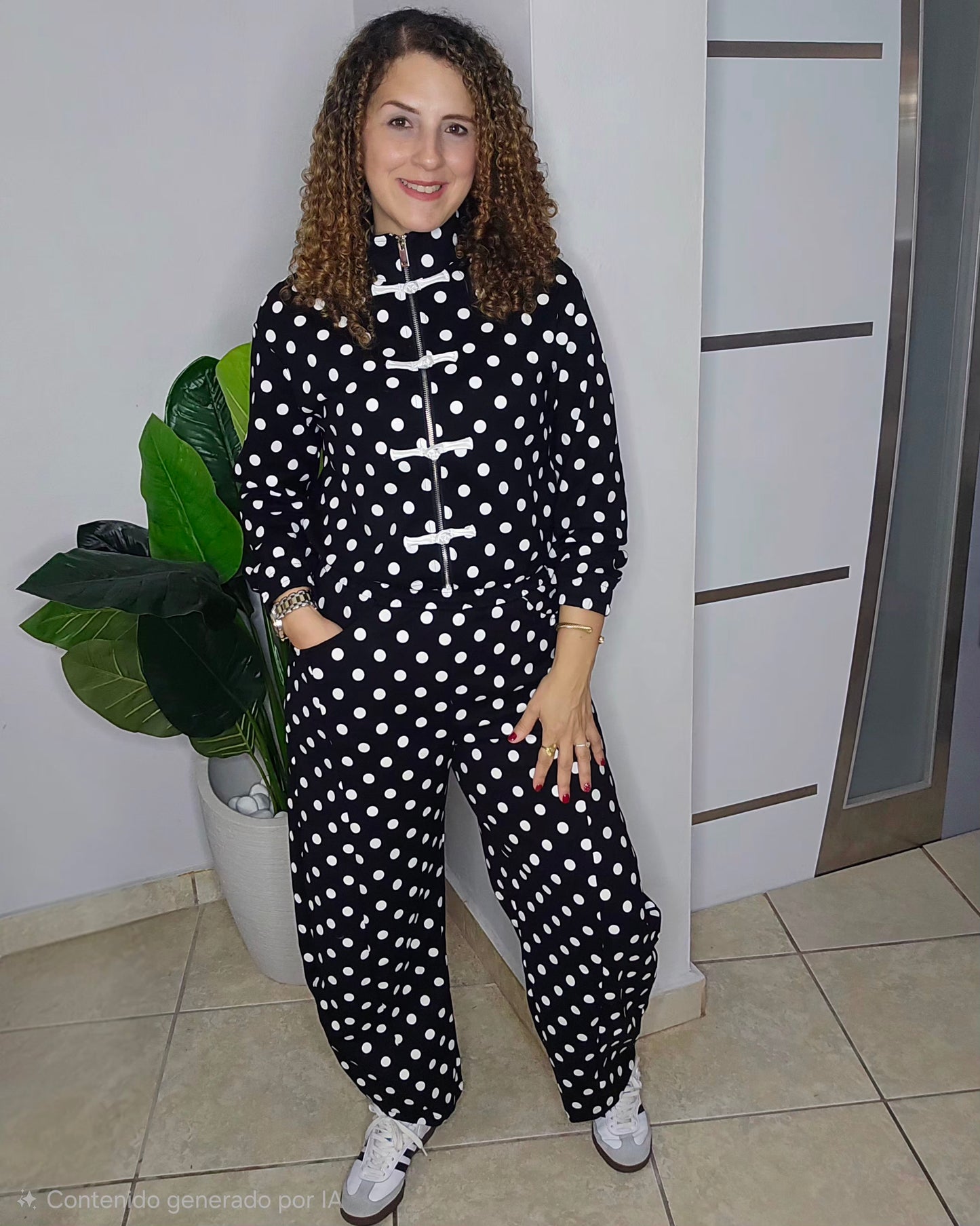 Mila Knot Clouser Polka Dot Set in Black