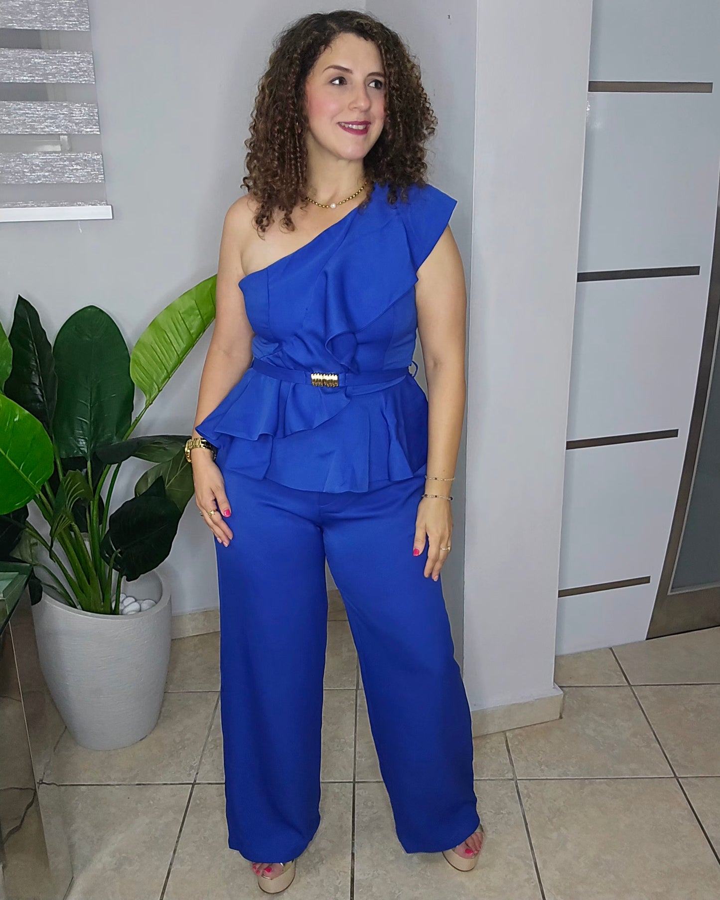 Blue Elegance One Shoulder Set