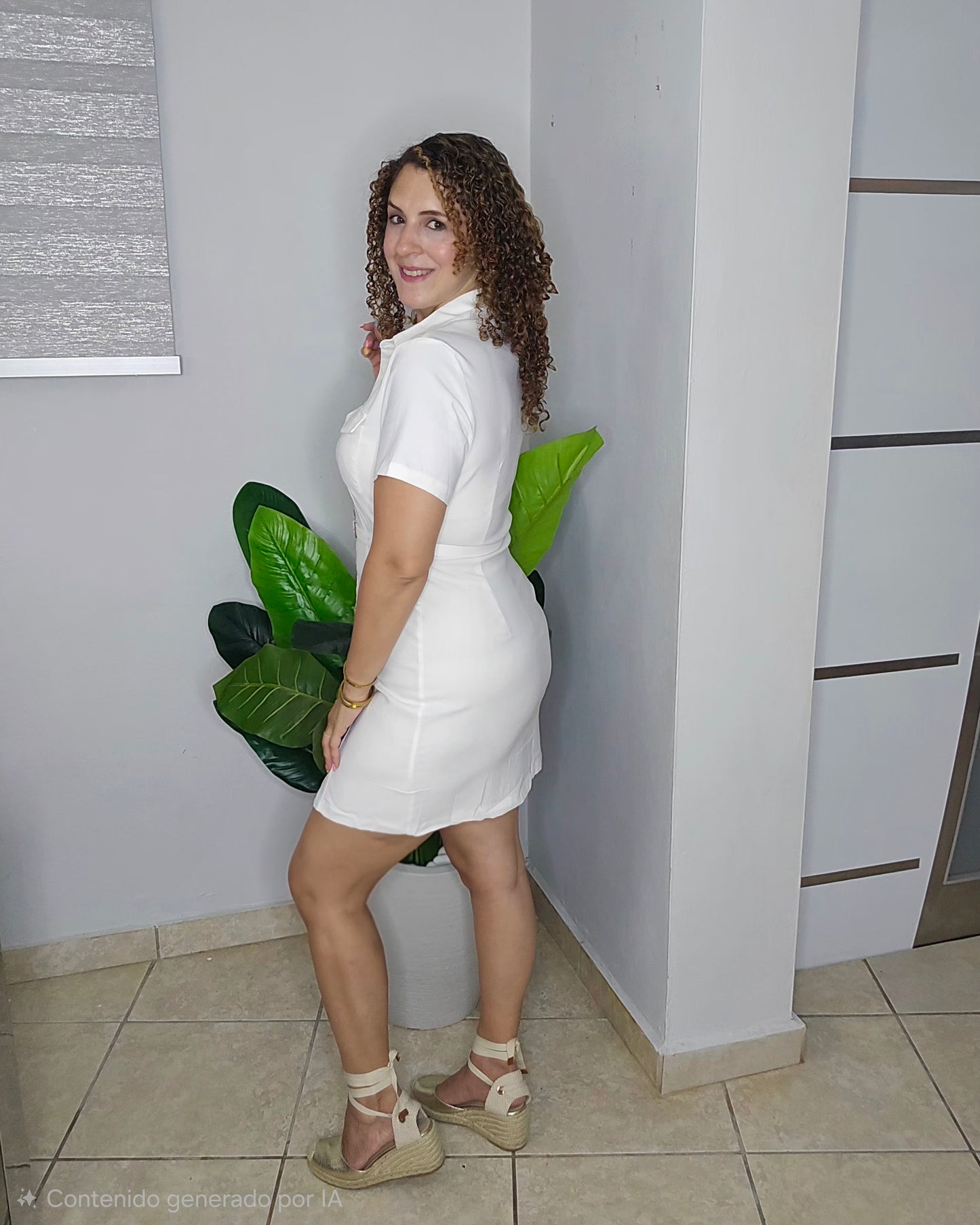 Sofía Belted Mini Dress in White