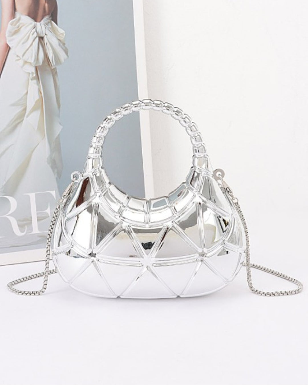 Acrylic mini clutch in silver
