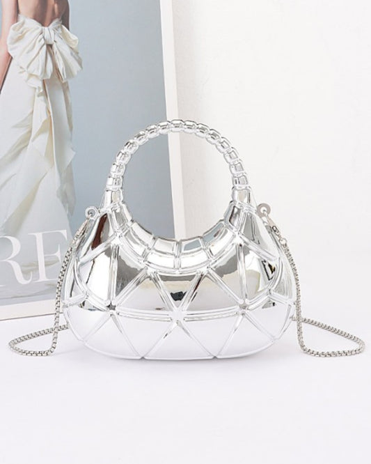 Acrylic mini clutch in silver
