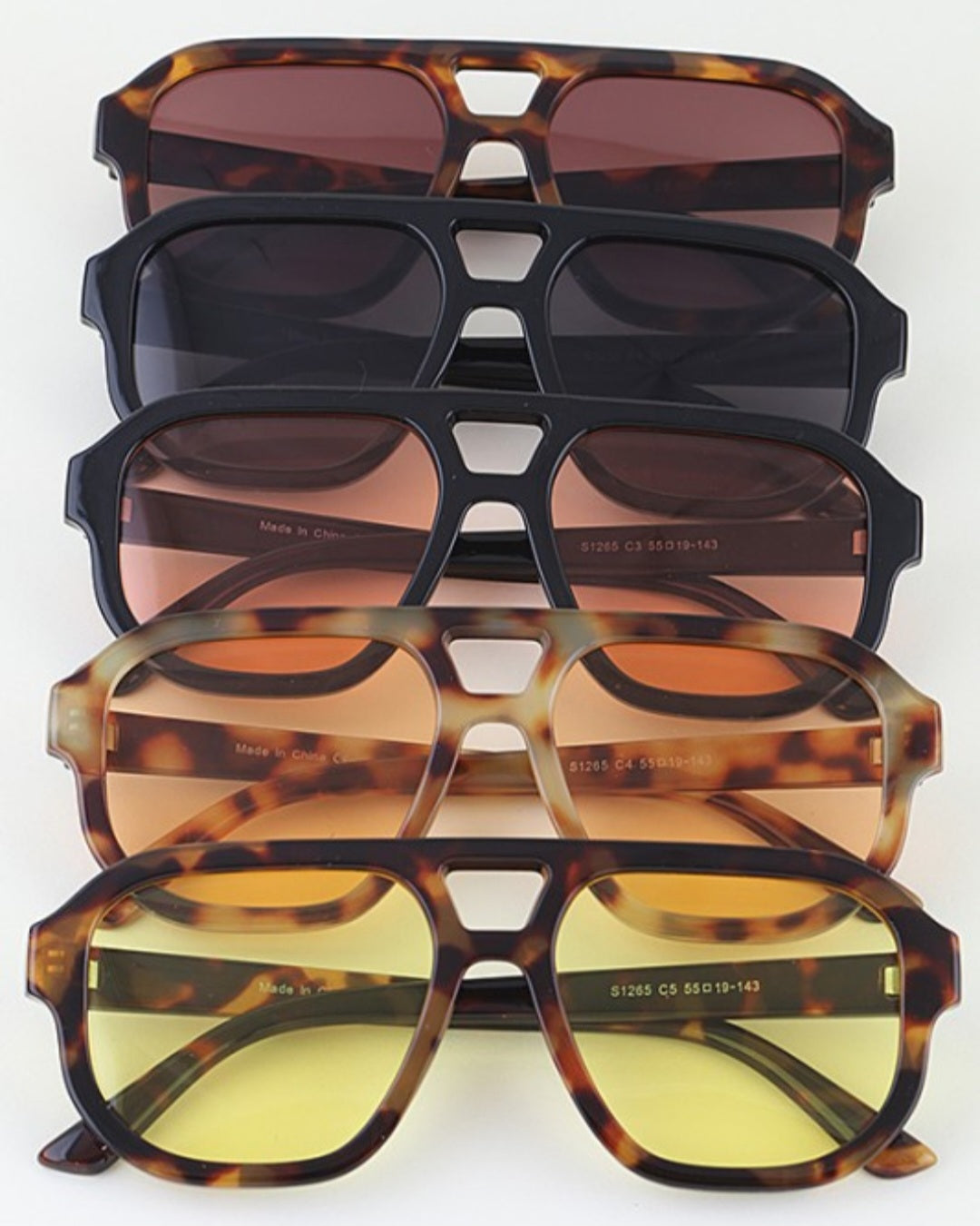 Minimal Straight Aviator Tinted Sunglasses