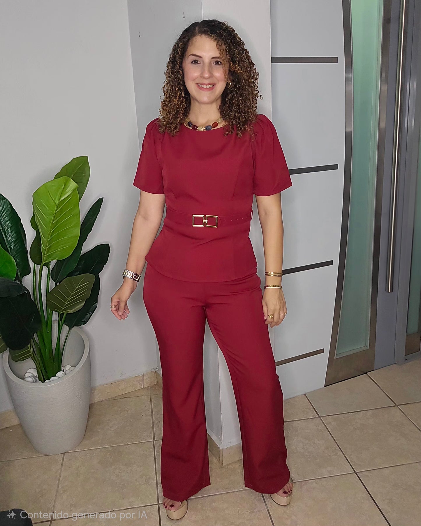Luciana Belted Set in Red