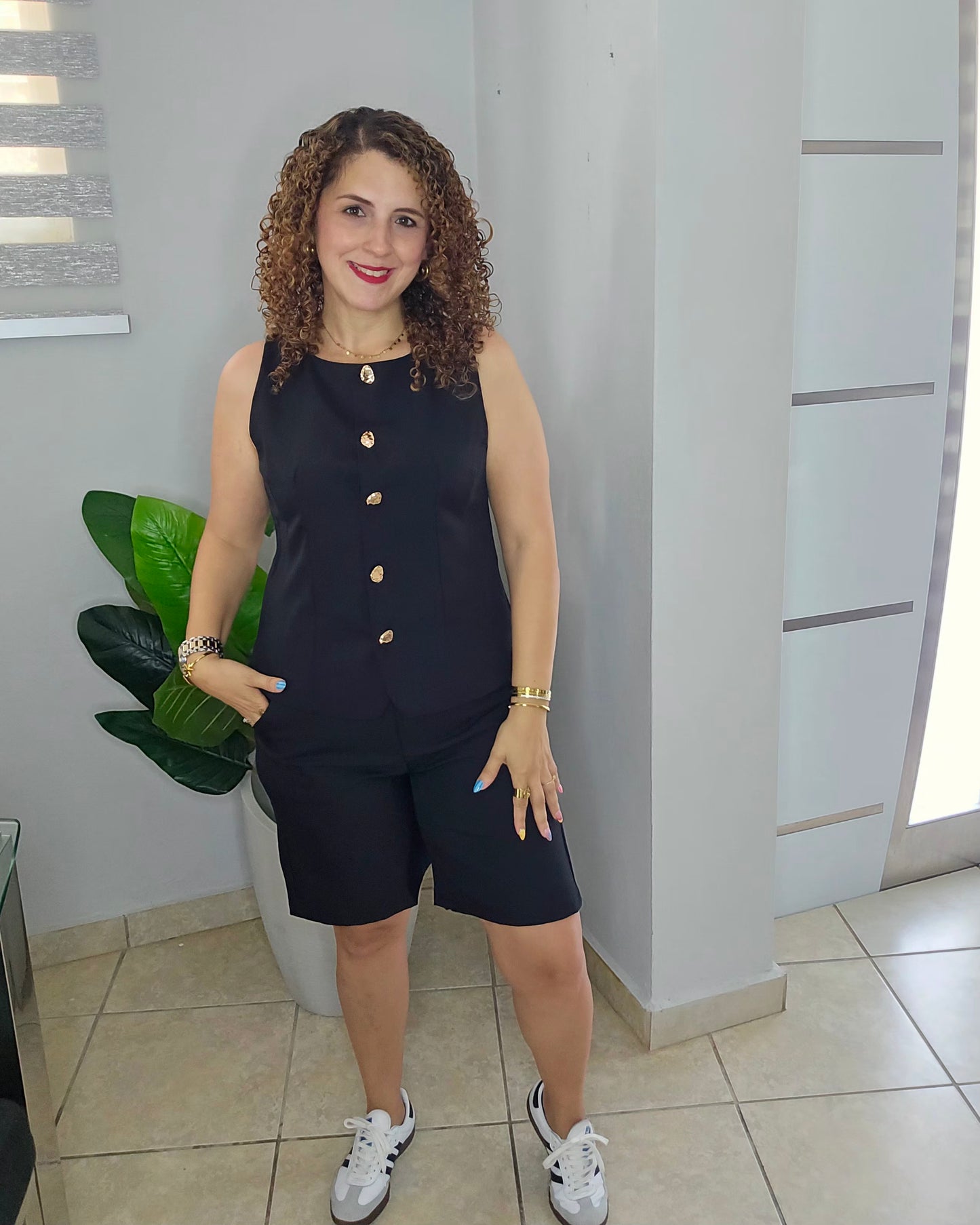 Golden Button Bermuda Set