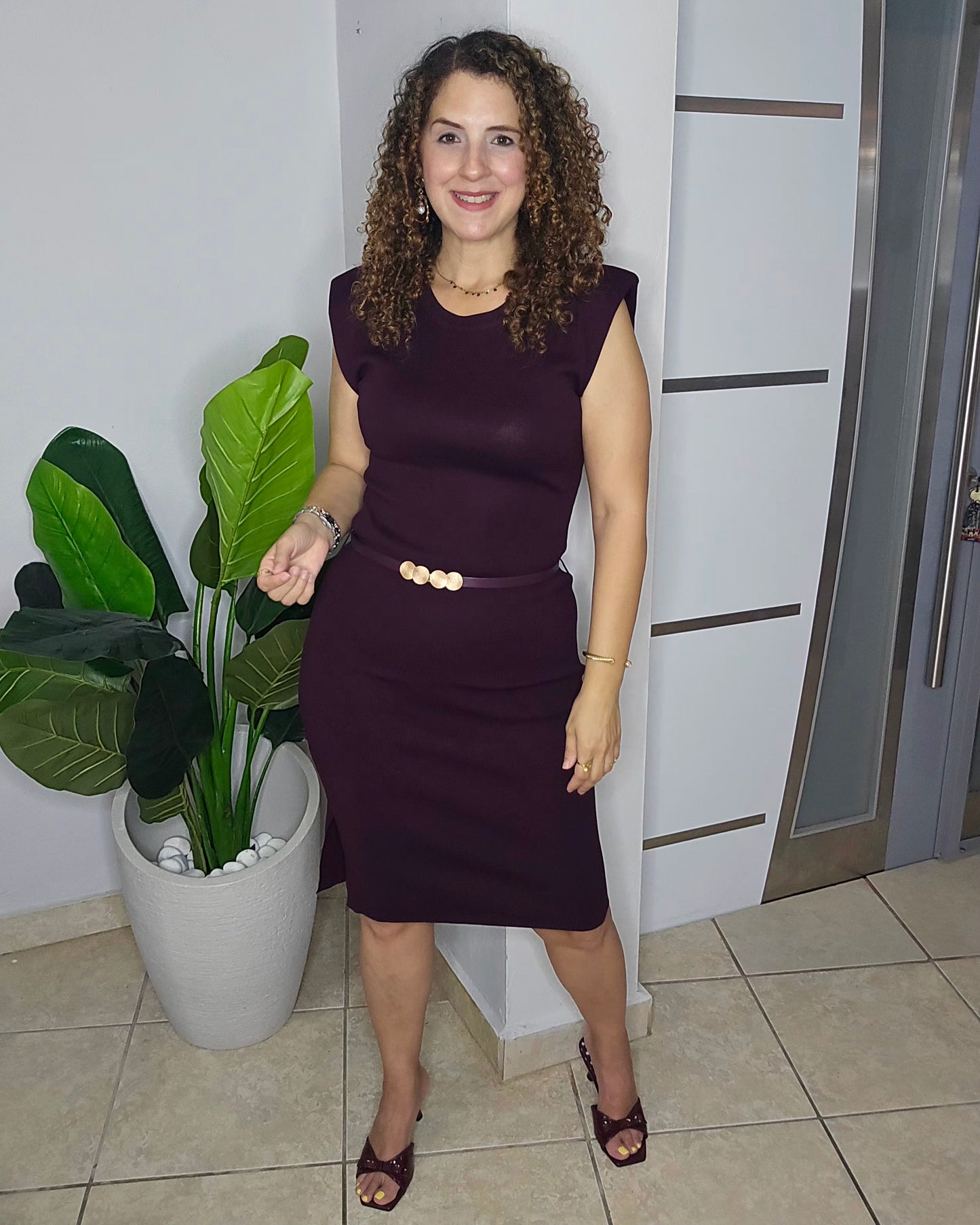 Amelia Wine Midi Dress
