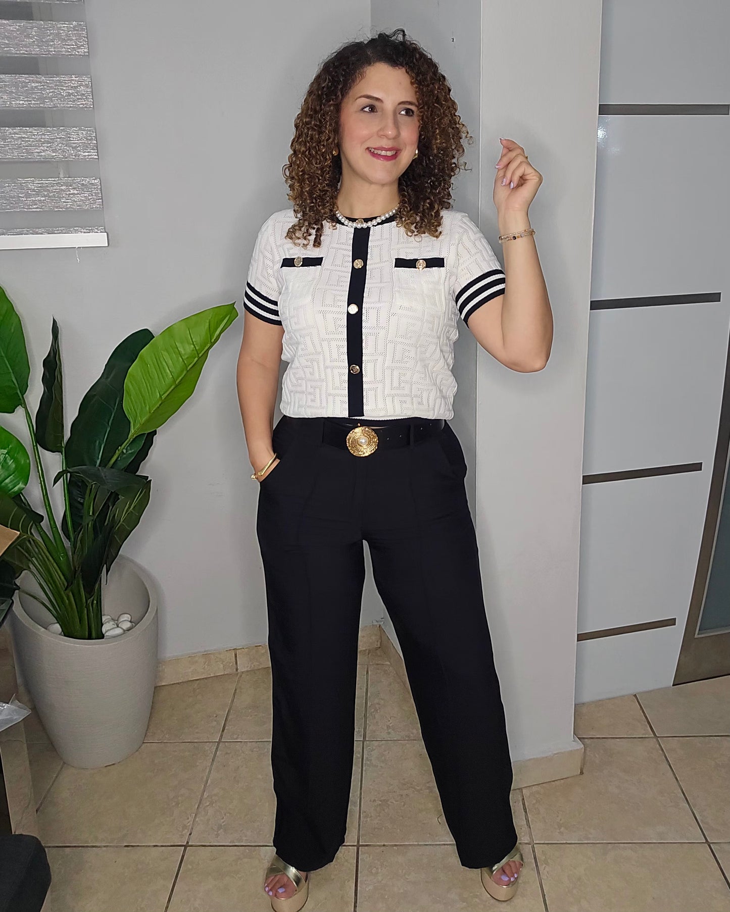 Black belted pant