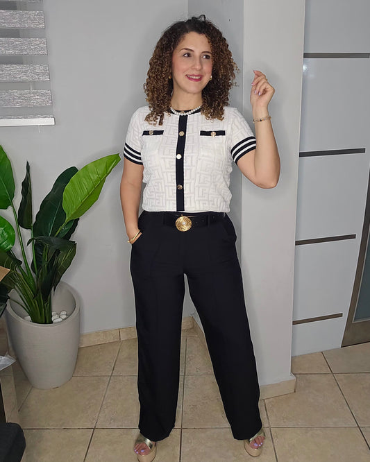 Black belted pant