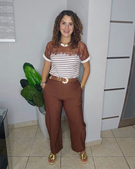 Chesnut Belted Barrel Pant