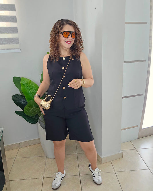 Golden Button Bermuda Set