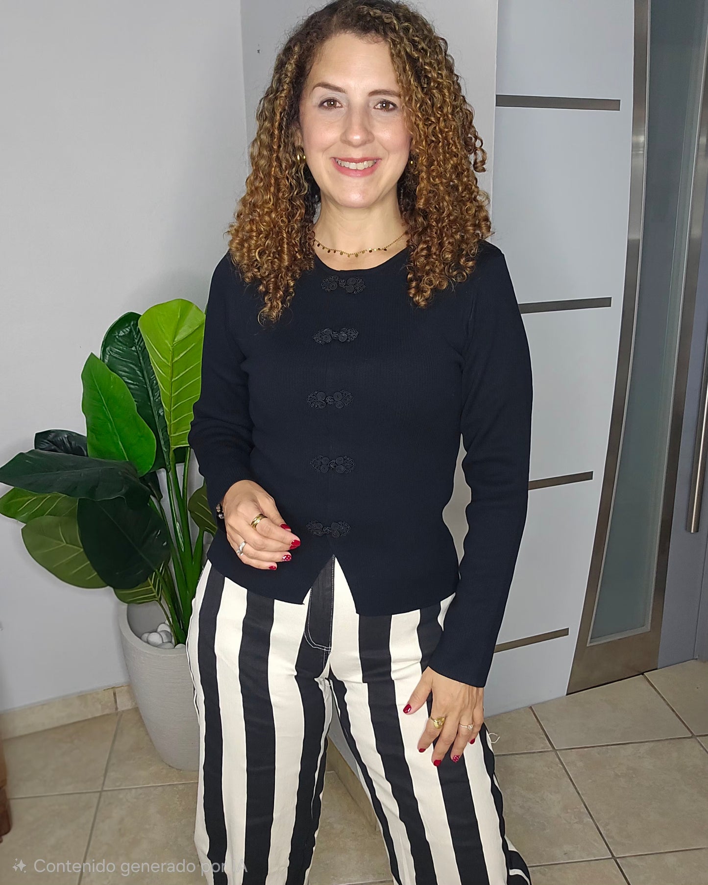 Alana Frog Clouser Sweater in Black