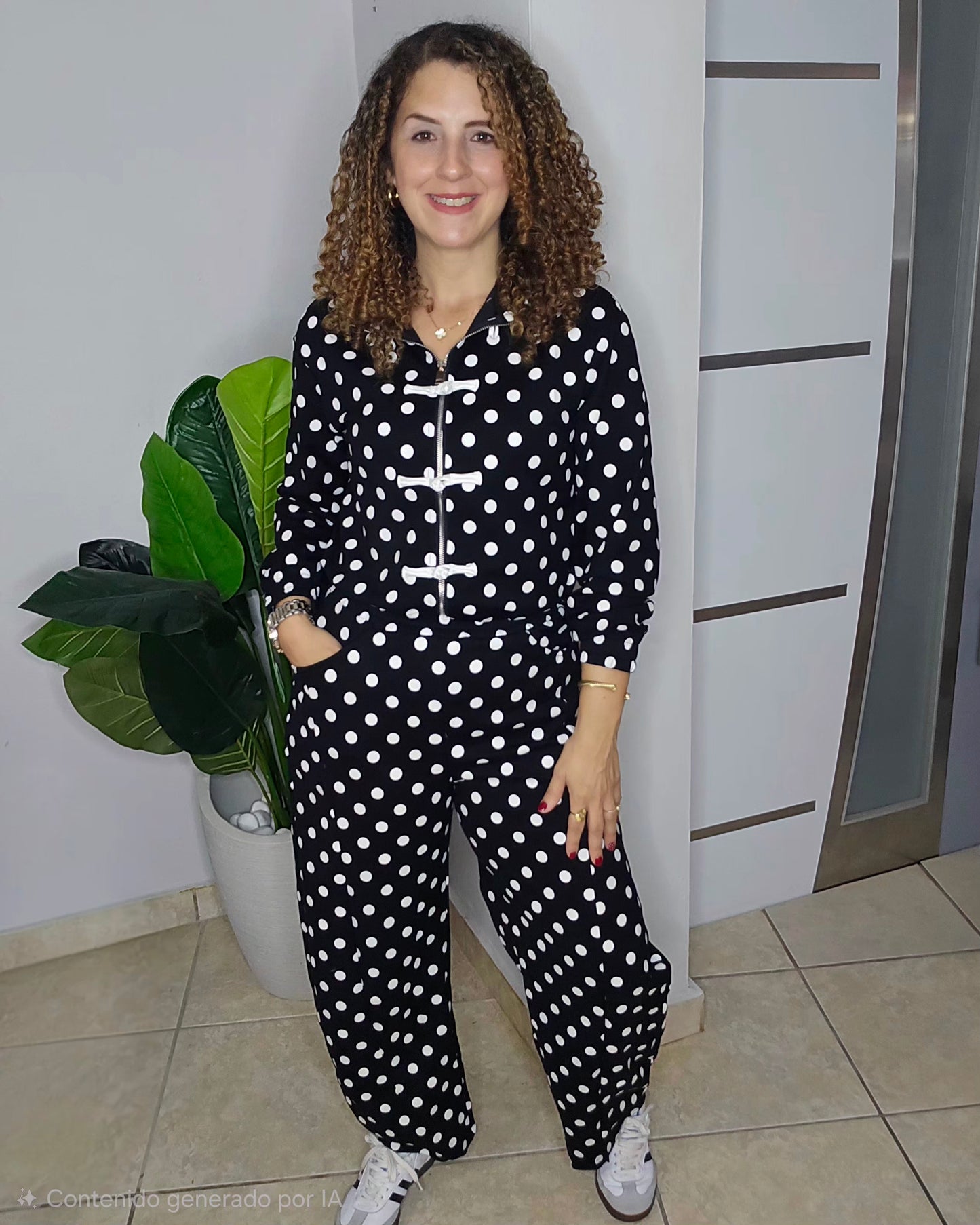 Mila Knot Clouser Polka Dot Set in Black