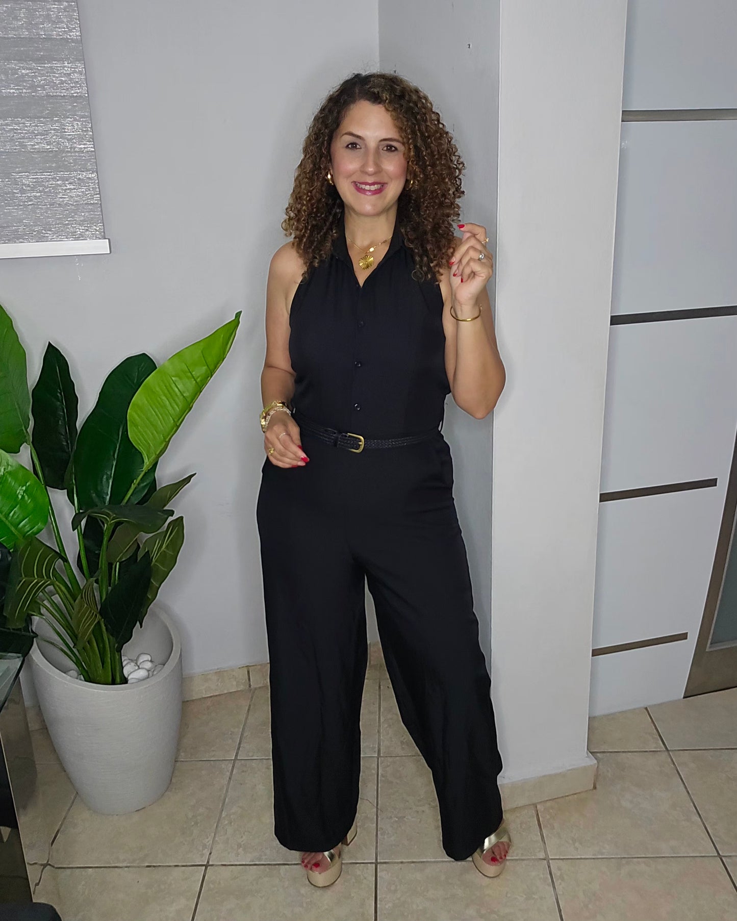 Monaco Black Belted Jumpsuit